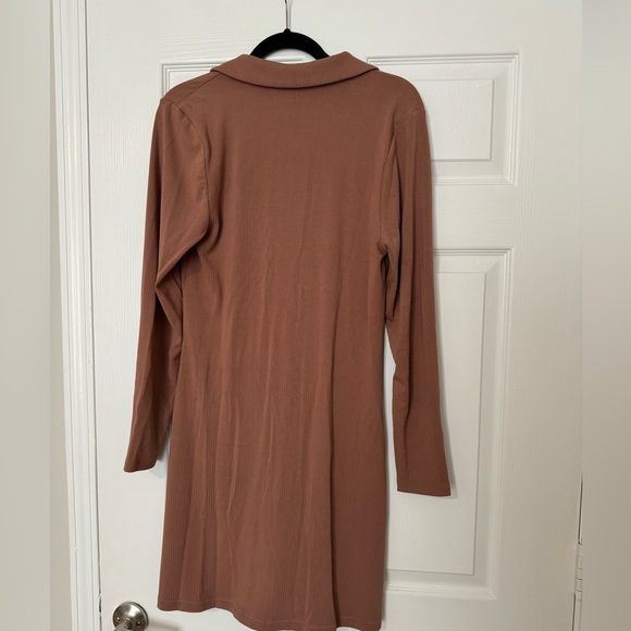 Abercrombie Ruched Long Sleeve Button Front Mini Dress size L - Picture 6 of 6
